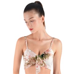 Flower Plant Vintage Retro Woven Tie Front Bralet by Ravend