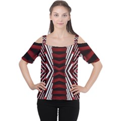 Abstract Pattern Cutout Shoulder Tee