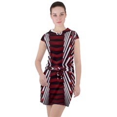 Abstract Pattern Drawstring Hooded Dress by Ravend