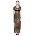 Peacock Feathers Short Sleeve Maxi Dress View1