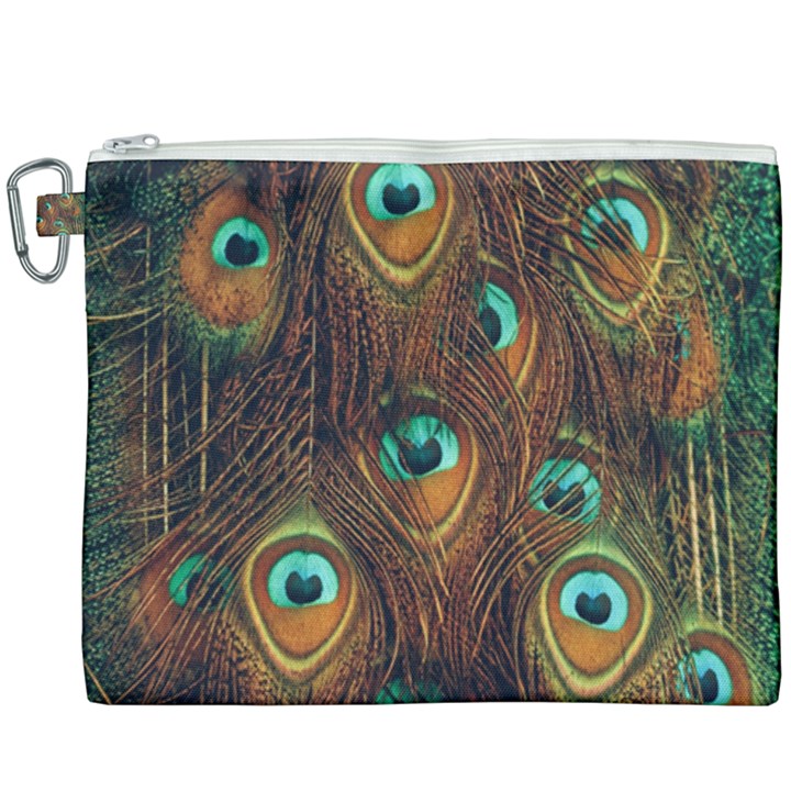 Peacock Feathers Canvas Cosmetic Bag (XXXL)