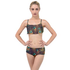 Peacock Feathers Layered Top Bikini Set