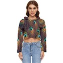 Peacock Feathers Women s Lightweight Cropped Hoodie View1