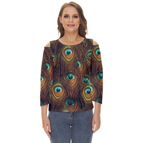 Peacock Feathers Cut Out Wide Sleeve Top by Ravend