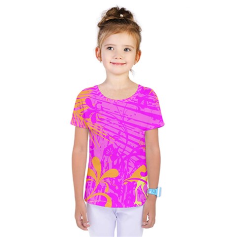 Spring Tropical Floral Palm Bird Kids  One Piece Tee by Ravend