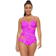 Spring Tropical Floral Palm Bird Retro Full Coverage Swimsuit by Ravend