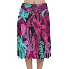 Illustration Sheets Drawing Reason Pattern Velvet Flared Midi Skirt by Ravend