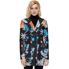 Design Print Pattern Colorful Button Up Hooded Coat  by Ravend