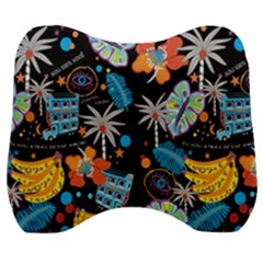 Design Print Pattern Colorful Velour Head Support Cushion by Ravend