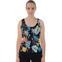 Design Print Pattern Colorful Velvet Tank Top by Ravend