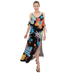 Design Print Pattern Colorful Maxi Chiffon Cover Up Dress by Ravend