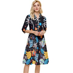 Design Print Pattern Colorful Classy Knee Length Dress by Ravend