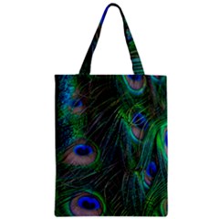 Beautiful Peacock Feathers Zipper Classic Tote Bag by Ravend