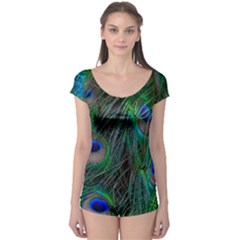 Beautiful Peacock Feathers Boyleg Leotard  by Ravend