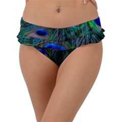 Beautiful Peacock Feathers Frill Bikini Bottom by Ravend