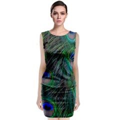 Beautiful Peacock Feathers Classic Sleeveless Midi Dress by Ravend