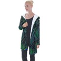 Beautiful Peacock Feathers Longline Hooded Cardigan View1