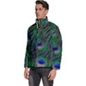 Beautiful Peacock Feathers Men s Puffer Bubble Jacket Coat View2