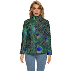 Beautiful Peacock Feathers Women s Puffer Bubble Jacket Coat by Ravend