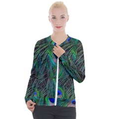 Beautiful Peacock Feathers Casual Zip Up Jacket by Ravend