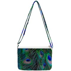 Beautiful Peacock Feathers Double Gusset Crossbody Bag by Ravend