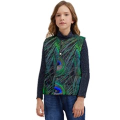 Beautiful Peacock Feathers Kid s Short Button Up Puffer Vest	 by Ravend