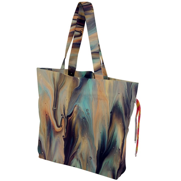 Abstract Painting In Colored Paints Drawstring Tote Bag