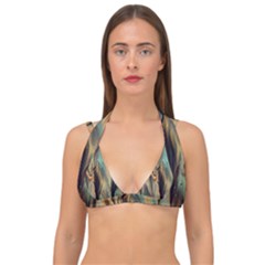 Abstract Painting In Colored Paints Double Strap Halter Bikini Top