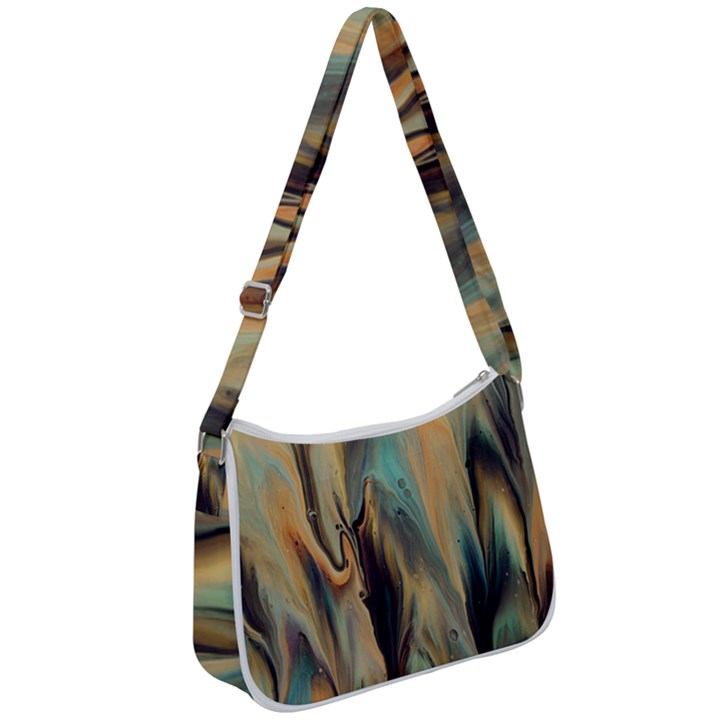 Abstract Painting In Colored Paints Zip Up Shoulder Bag