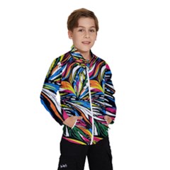 Tropical Monstera Pattern Leaf Kids  Windbreaker by Ravend