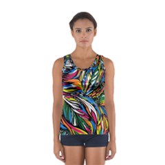 Tropical Monstera Pattern Leaf Sport Tank Top  by Ravend