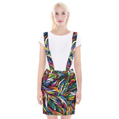 Tropical Monstera Pattern Leaf Braces Suspender Skirt by Ravend