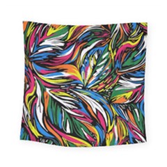 Tropical Monstera Pattern Leaf Square Tapestry (small) by Ravend