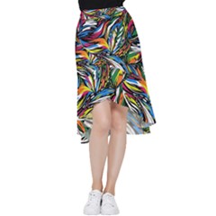 Tropical Monstera Pattern Leaf Frill Hi Low Chiffon Skirt by Ravend