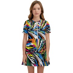 Tropical Monstera Pattern Leaf Kids  Sweet Collar Dress by Ravend