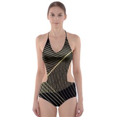 Leaves Nature Art Design Pattern Cut-out One Piece Swimsuit by Ravend