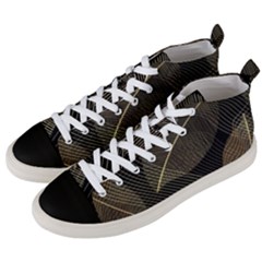 Leaves Nature Art Design Pattern Men s Mid-top Canvas Sneakers by Ravend