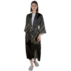 Leaves Nature Art Design Pattern Maxi Satin Kimono by Ravend