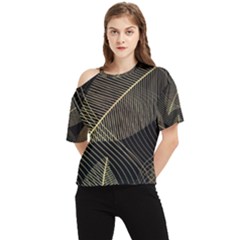 Leaves Nature Art Design Pattern One Shoulder Cut Out Tee by Ravend