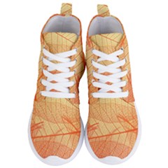 Orange Leaf Texture Pattern Women s Lightweight High Top Sneakers by Ravend