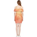 Orange Leaf Texture Pattern Shoulder Frill Bodycon Summer Dress View2