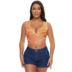 Orange Leaf Texture Pattern Women s Sleeveless Wrap Top