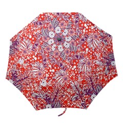 Leaf Red Point Flower White Folding Umbrellas by Ravend