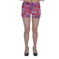 Leaf Red Point Flower White Skinny Shorts by Ravend