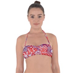 Leaf Red Point Flower White Halter Bandeau Bikini Top by Ravend