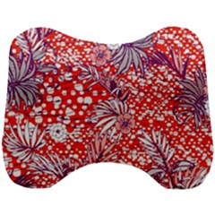 Leaf Red Point Flower White Head Support Cushion by Ravend