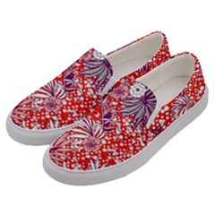 Leaf Red Point Flower White Men s Canvas Slip Ons by Ravend