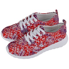 Leaf Red Point Flower White Men s Lightweight Sports Shoes by Ravend