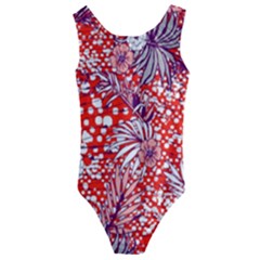 Leaf Red Point Flower White Kids  Cut-out Back One Piece Swimsuit by Ravend