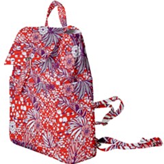 Leaf Red Point Flower White Buckle Everyday Backpack by Ravend